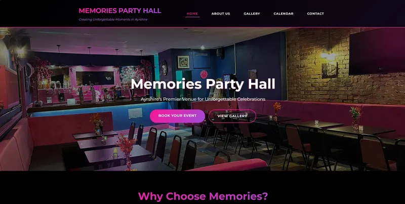 Memories Party Hall Website